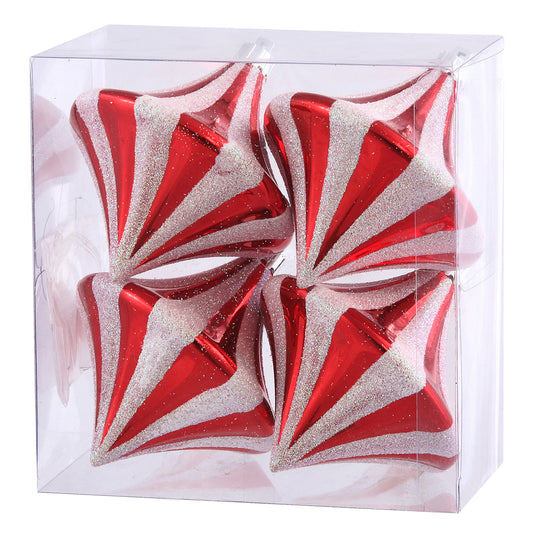 Vickerman 3.5" Candy Cane Diamond Drop Christmas Ornament 4 per Box