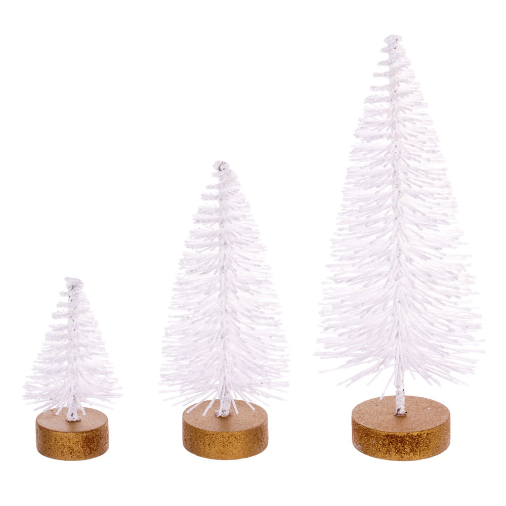 Vickerman 3"-5"-7" White Sisal Bottle Brush Tree Set Set of 3