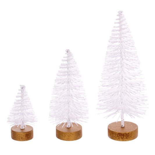 Vickerman 3"-5"-7" White Sisal Bottle Brush Tree Set Set of 3
