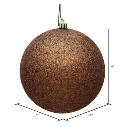 Vickerman 4" Mocha Glitter Ball Ornament 6 per Bag