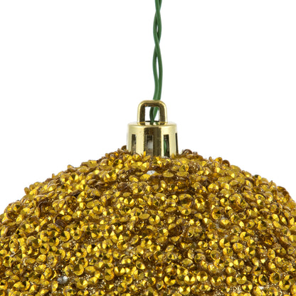 Vickerman 4" Gold Beaded Ball Ornament 6 per Bag