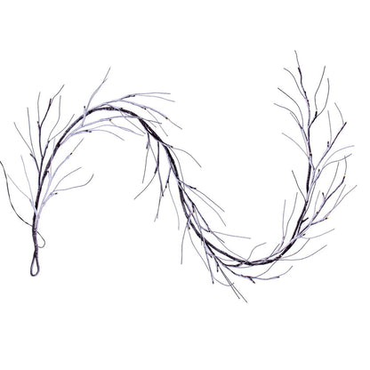 Vickerman 6' Brown Frosted Twig Garland Battery Operated Warm White 3mm Wide Angle LED lights.