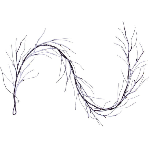 Vickerman 6' Brown Frosted Twig Garland Battery Operated Warm White 3mm Wide Angle LED lights.