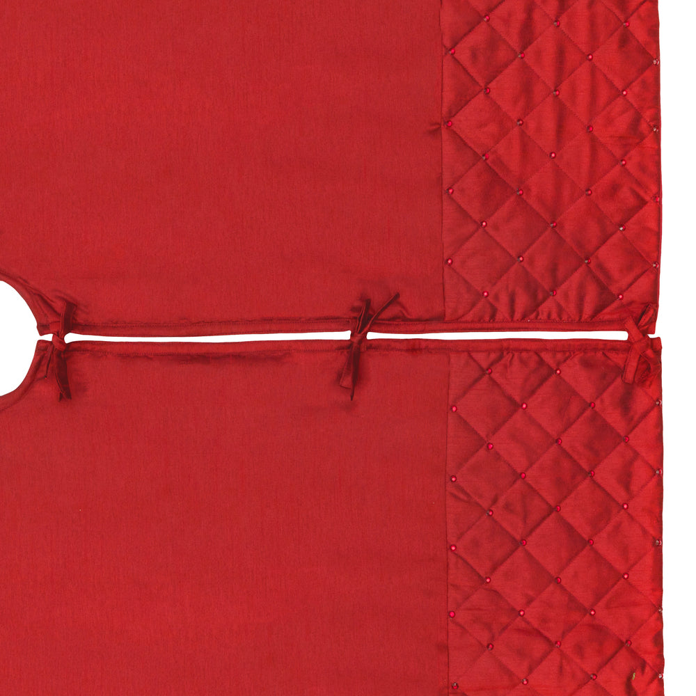 Vickerman 52" Red Quilt Stitch Jewel Christmas Tree skirt