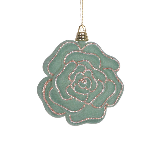 Vickerman 4" Light Green Flower Ornament 4 per bag.