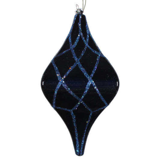 Vickerman 8" Midnight Blue Candy Glitter Net Drop Christmas Ornament