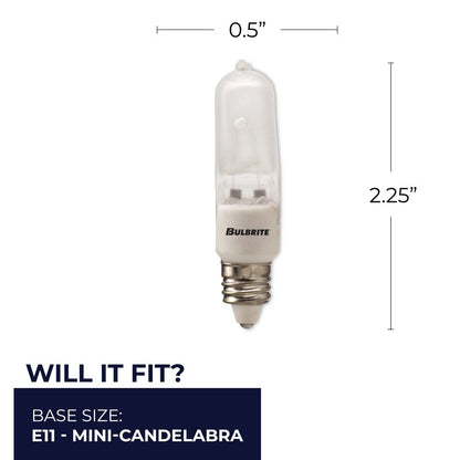 BULBRITE HALOGEN T4 MINI-CANDELABRA SCREW (E11) 35W DIMMABLE LIGHT BULB 2900K/SOFT WHITE 5PK (610032)