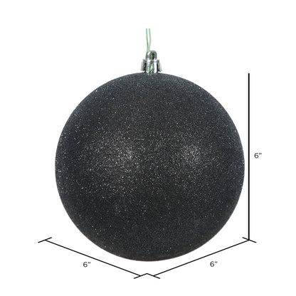 Vickerman 6" Black Glitter Ball Ornament 4 per Bag