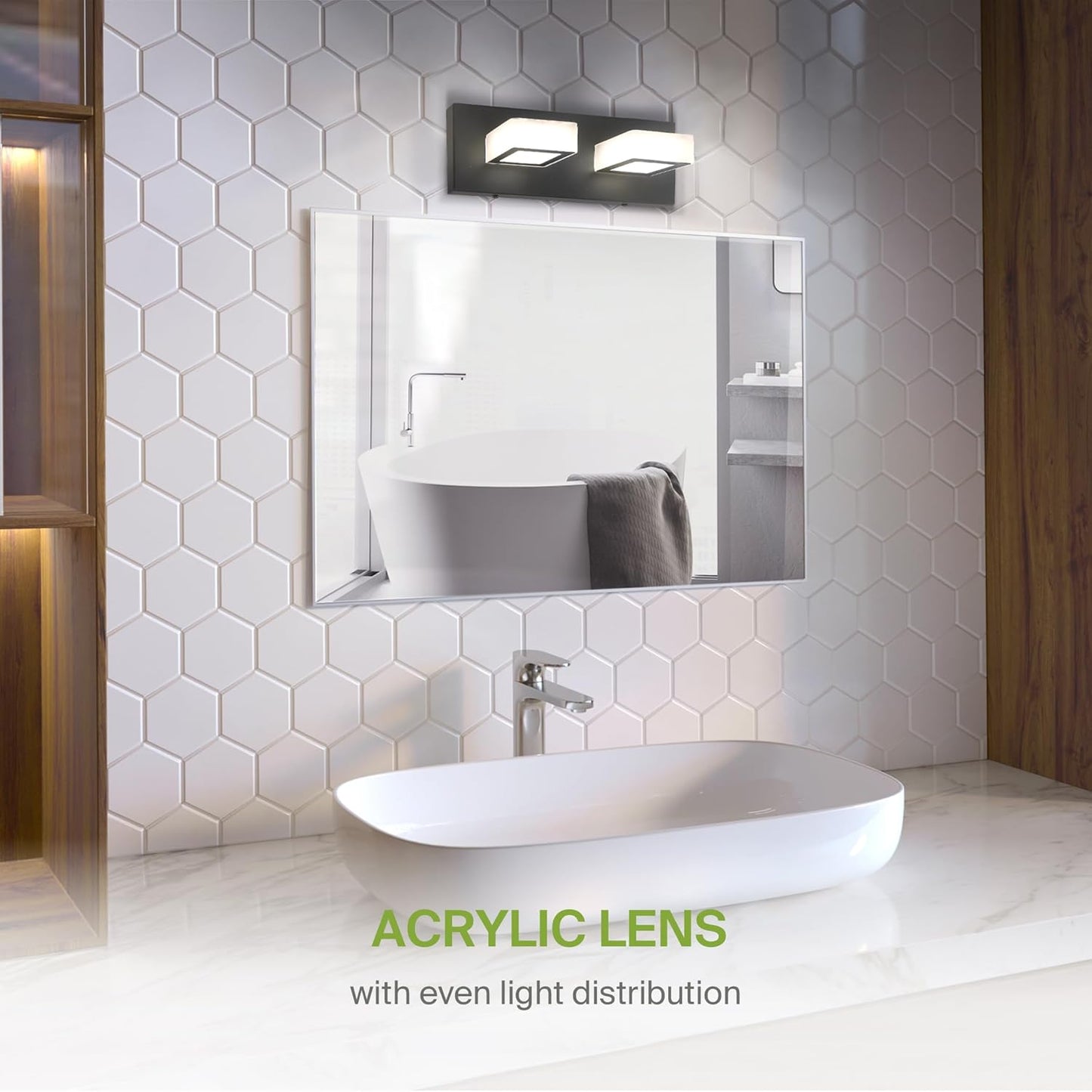ASD Lighting LED Vanity 2-light 12W 120V with rotatable heads CCT Selectable 2700/3000/4000/5000/6000K Dimmable Black ETL