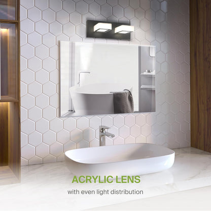 ASD Lighting LED Vanity 2-light 12W 120V with rotatable heads CCT Selectable 2700/3000/4000/5000/6000K Dimmable Black ETL