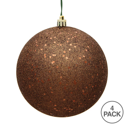 Vickerman 4.75" Mocha Sequin Ball Ornament 4 per Bag