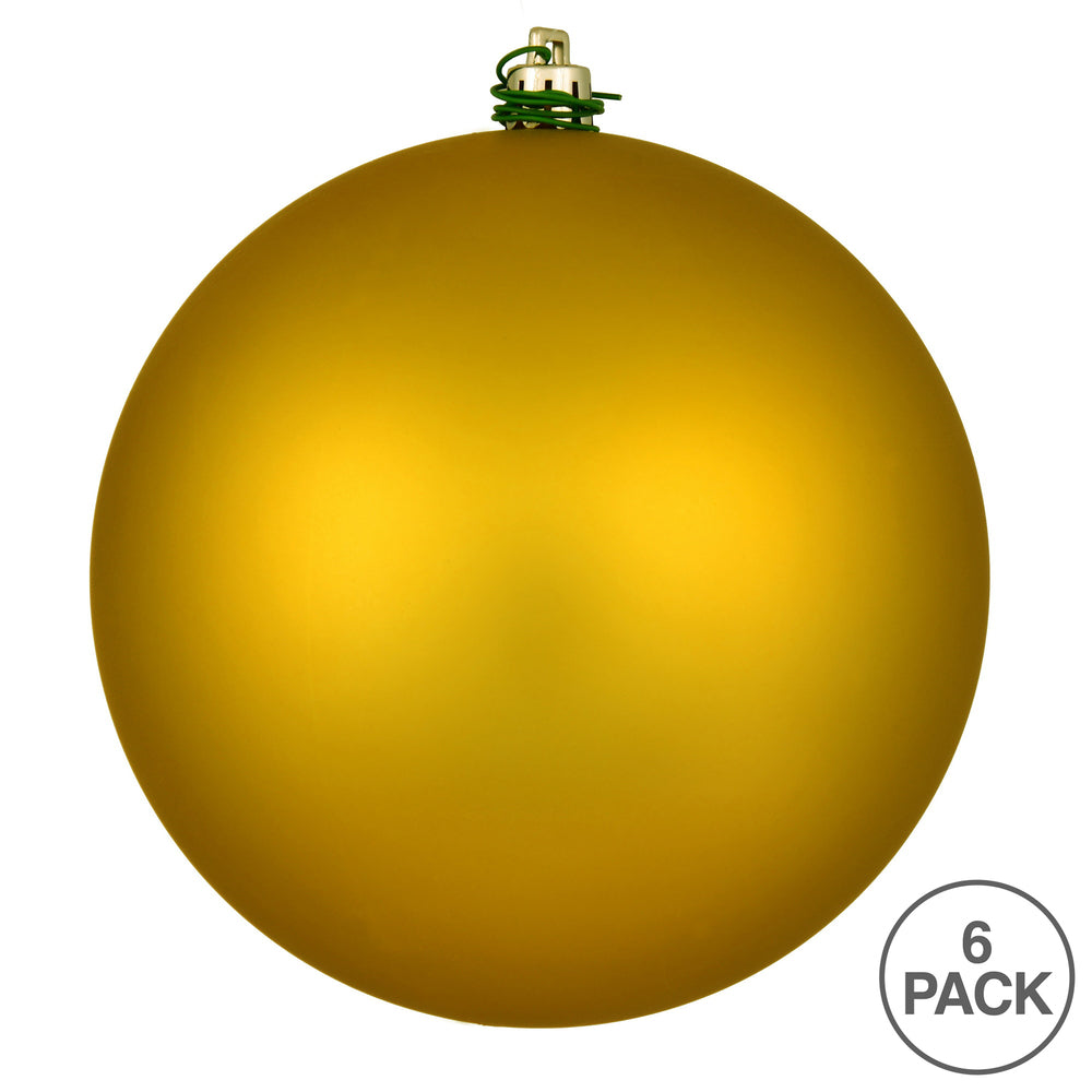 Vickerman 4" Medallion Gold Matte Ball Ornament 6 per Bag