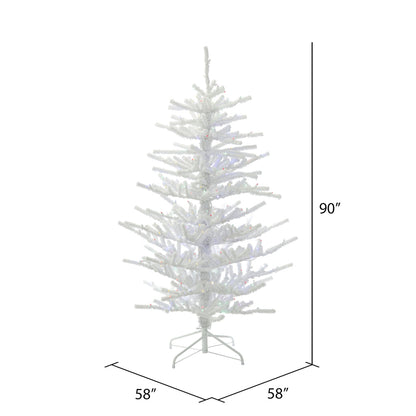 Vickerman 7.5' Flocked Twig Artificial Christmas Tree Multi-Colored Dura-lit LED Lights