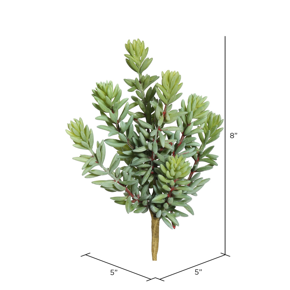 Vickerman 8" Artificial Green and Red Sedum Pick Set of 3