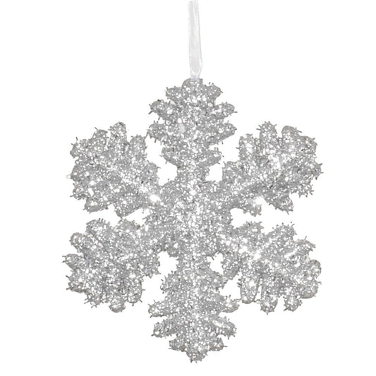 Vickerman 6" Silver Polystyrene Glitter Snowflake Christmas Ornament