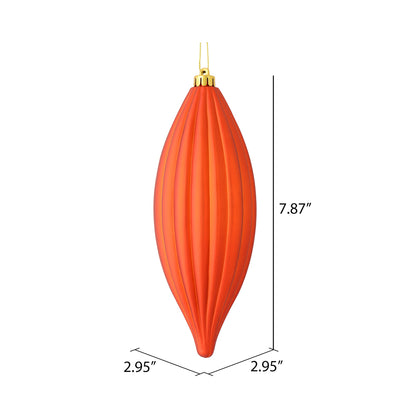 Vickerman 8" Burnished Orange Matte Line Finial Ornament Pack of 4