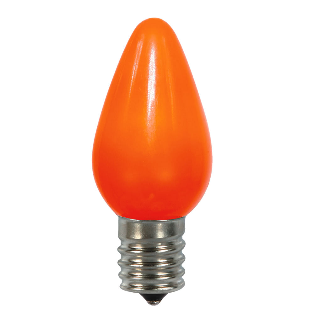 C7 Satin LED Orange Bulb with Nickel Base  130V .38 watts 3 diodes 25Pcs/Poly bag UL and CSA Approved package of 25