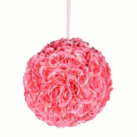Vickerman 12" Artificial Pink Rose Ball.