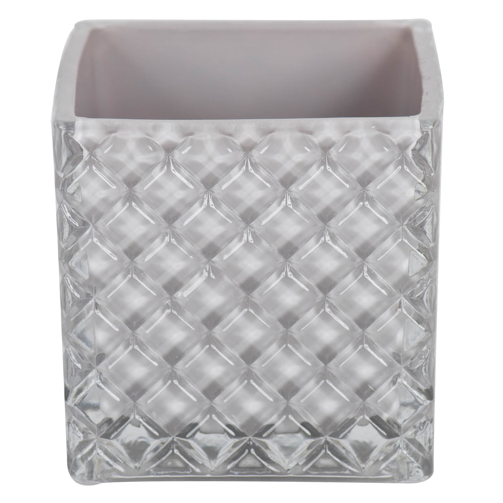 Vickerman 4" Crystal Gray Square Glass Container Set of 2