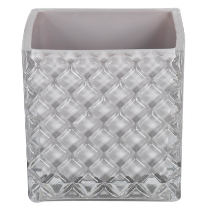 Vickerman 4" Crystal Gray Square Glass Container Set of 2