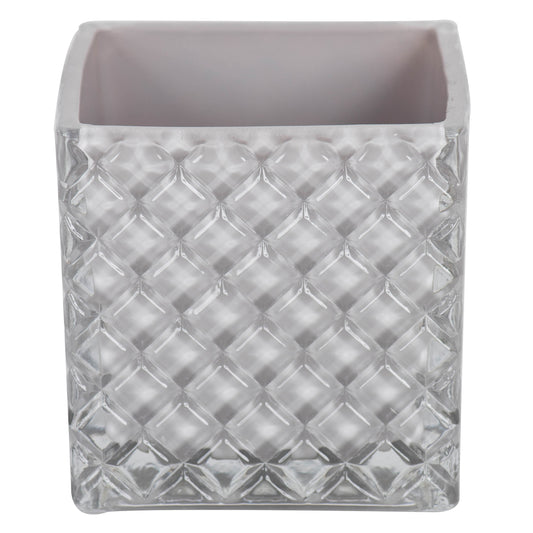 Vickerman 4" Crystal Gray Square Glass Container Set of 2