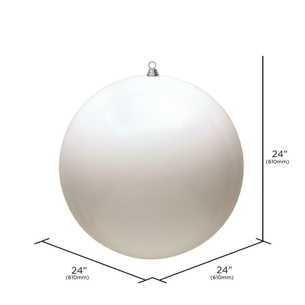 Vickerman 24" Giant White Shiny Ball Christmas Ornament.UV resistant and Approved for both Indoor and Outdoor Use.