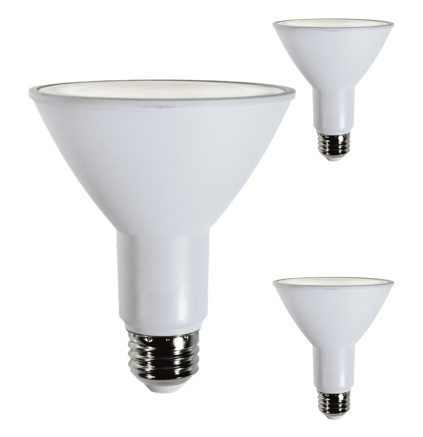 Damar PAR30 LED Long Neck Flood Light Bulb 8W 800 Lumen E26 Medium Base 3000K Soft White Ideal for Track & Recessed Spot Light Bulbs 120V 25° Beam Angle White Finish Pack of 3