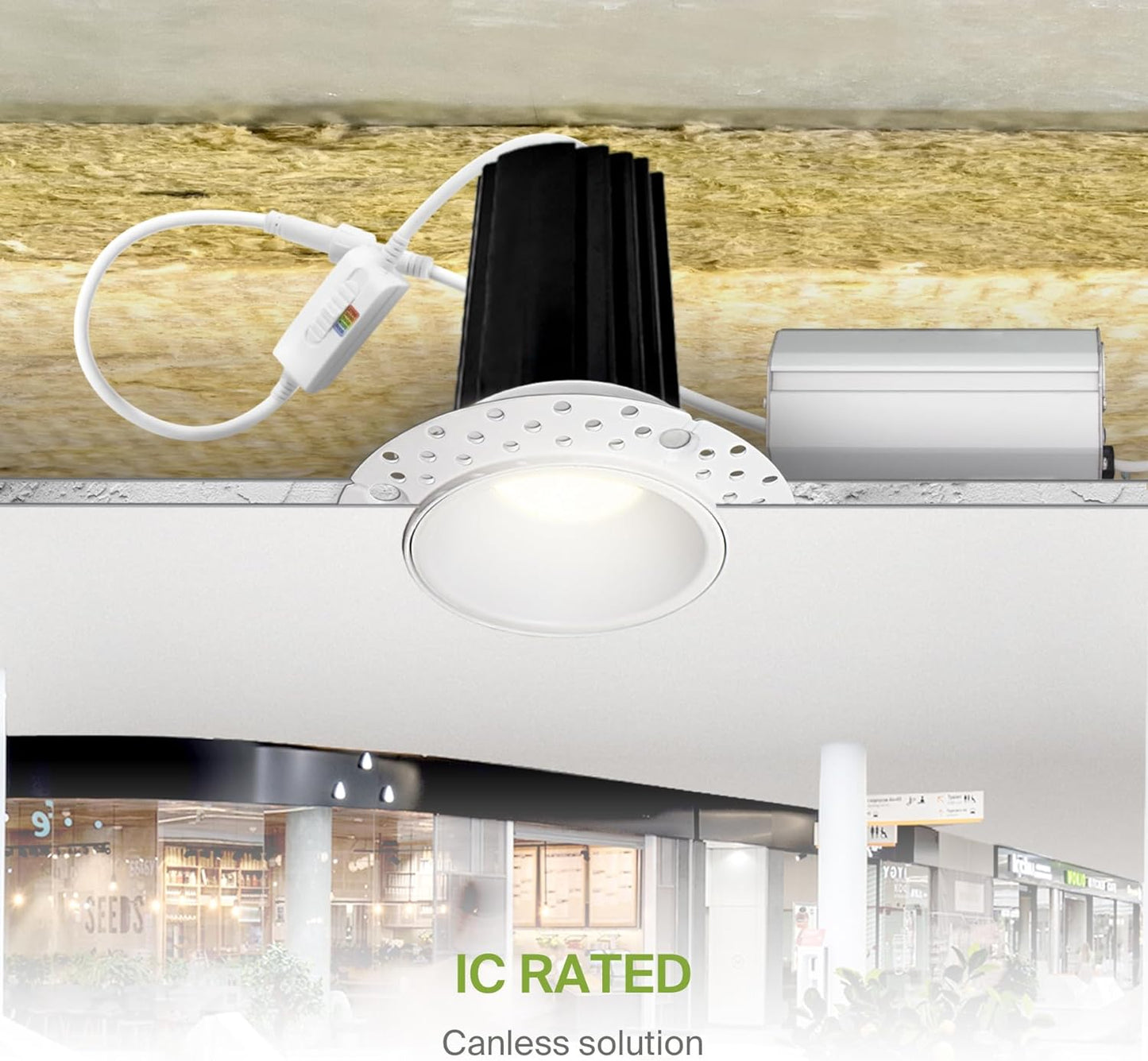 ASD Lighting LED Trimless Downlight Round 2inch 15W 120V Triac 2700/3000/3500/4000/5000K White ETL Energy Star