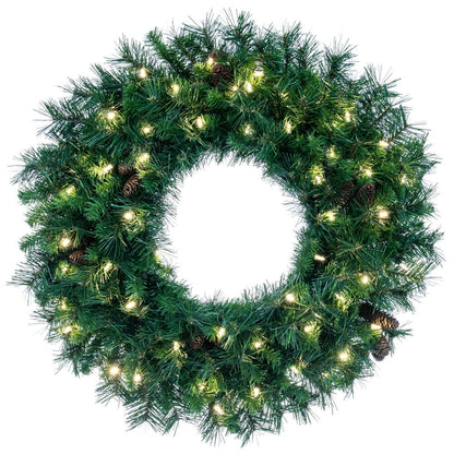 Vickerman 30" Cheyenne Pine Artificial Christmas Wreath Warm White LED Lights