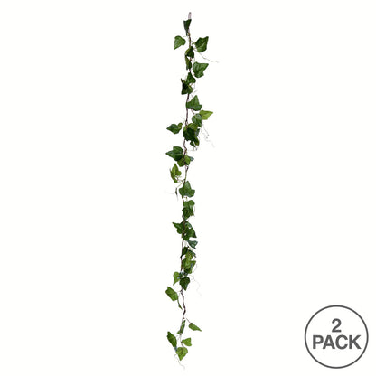 Vickerman 56" Artificial Green Ivy Garland Pack of 2
