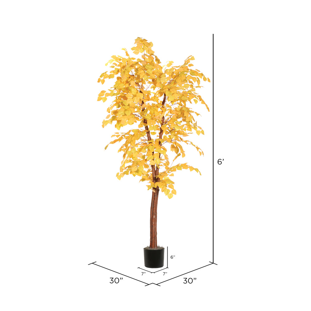 Vickerman 6' Artificial Golden Aspen Deluxe Black Plastic Pot