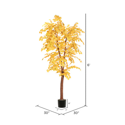 Vickerman 6' Artificial Golden Aspen Deluxe Black Plastic Pot