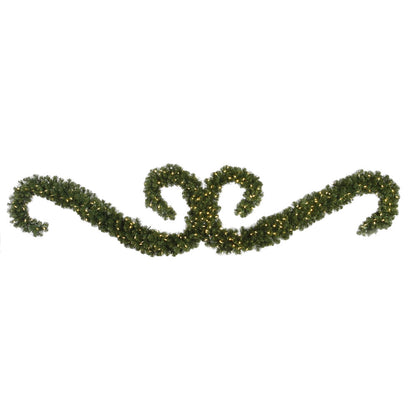 Vickerman 9' Teton Double "S" Festoon Artificial Christmas Garland Warm White Wide Angle LED Lights