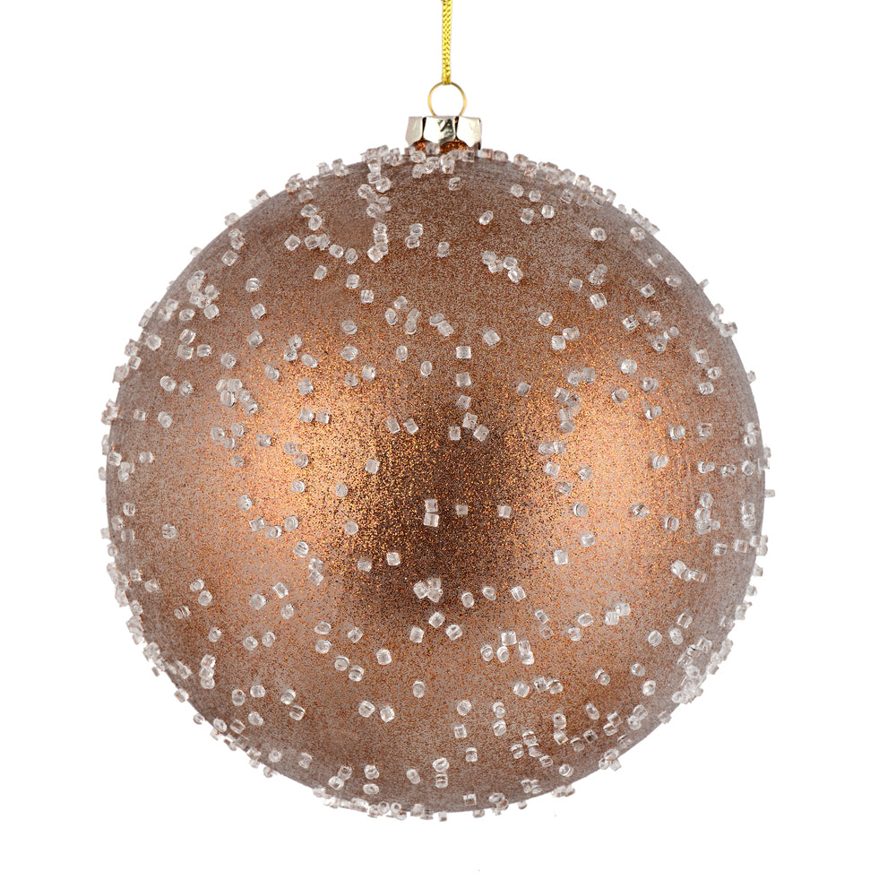 Vickerman 4" White Ice Ball Ornament. This textured ornament has a rough and icy look with a hint of delicate sparkle. Incorporate these ornaments into your holiday design for added texture. Includes 6 pieces per pack. Made with shatterproof plastic.