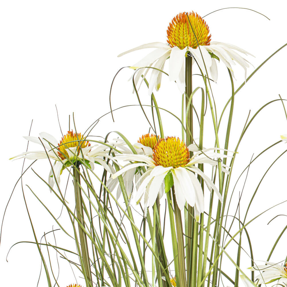 Vickerman 37" Artificial Potted Green Grass and Daisies.