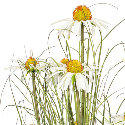 Vickerman 37" Artificial Potted Green Grass and Daisies.