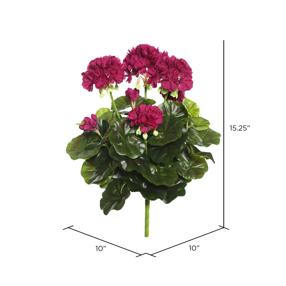 Vickerman 15.25" Artificial Purple Polyester Geranium Bush.