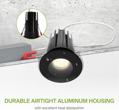 ASD Lighting LED Downlight Round 1inch 7W 120V Triac 2700/3000/3500/4000/5000K Black ETL
