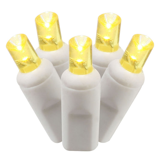 Vickerman 100 Yellow Wide Angle LED Single Mold Light on White Wire 34' Christmas Light Strand