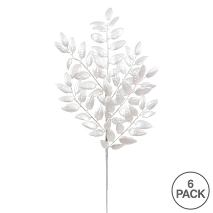 Vickerman 22" White Glitter Honey Locust Artificial Christmas Spray. Includes 6 sprays per pack.