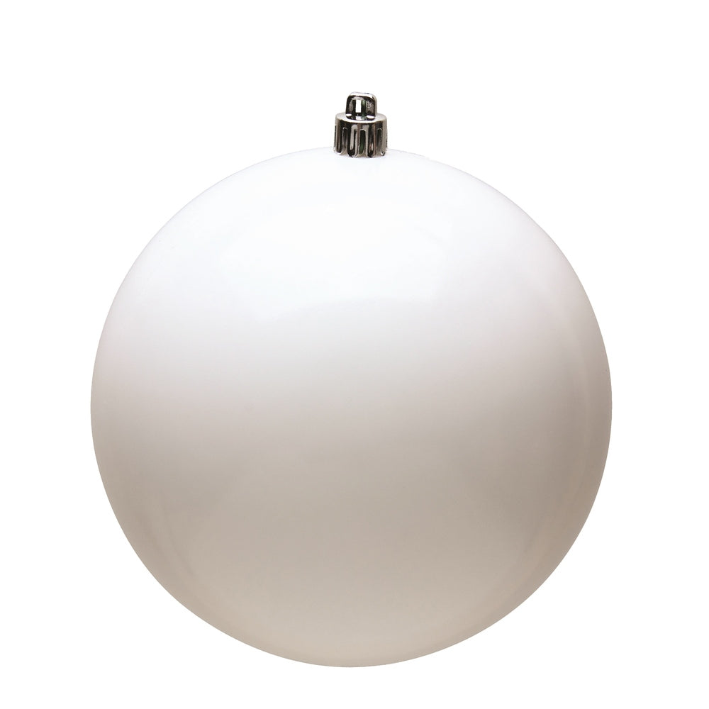 Vickerman 4.75" White Shiny Ball Ornament 4 per Bag