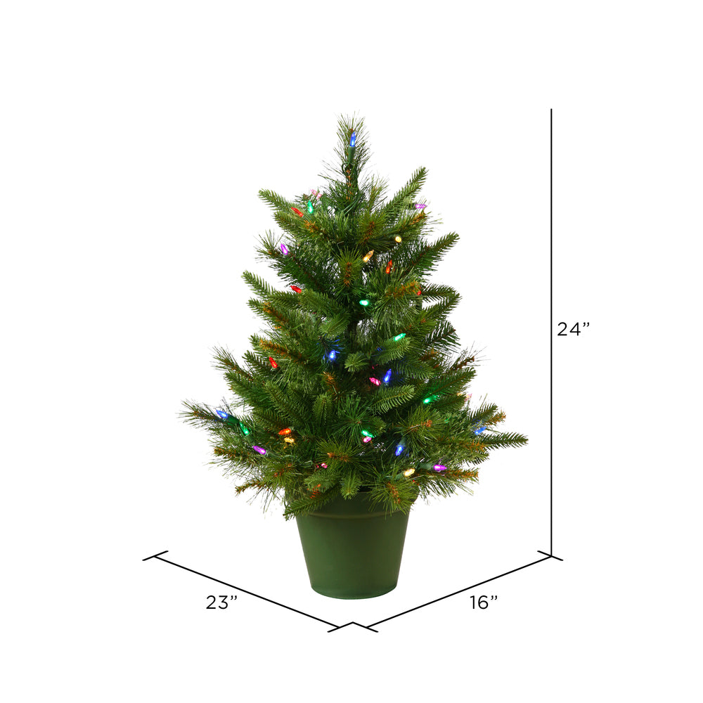 Vickerman 24" Cashmere Pine Artificial Christmas Tree Multi-Colored Battery Operated LED Lights