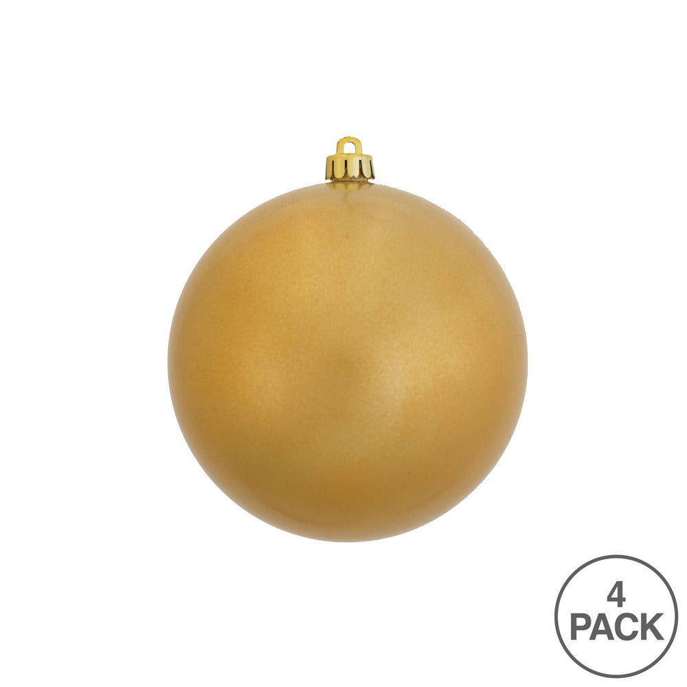 Vickerman 4.75" Gold Candy Ball Ornament 4 per Bag