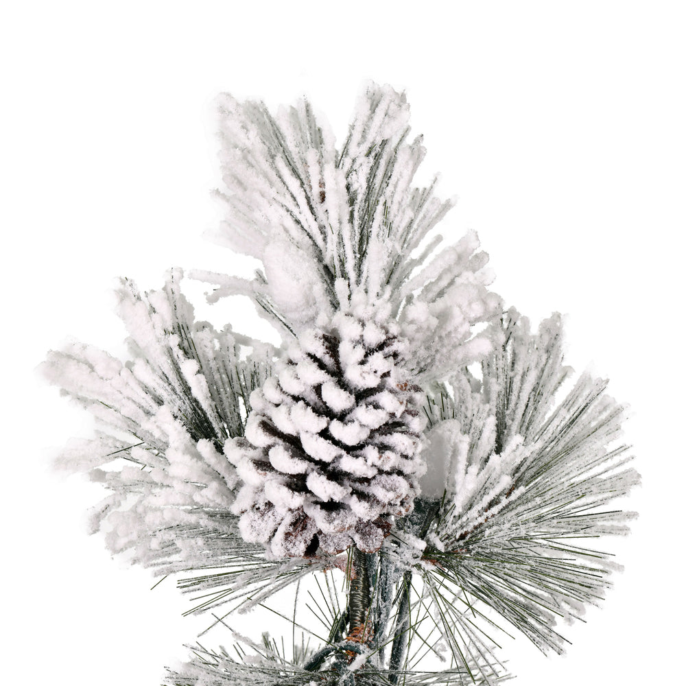 Vickerman 4' x 20" Flocked Kimball Potted Pine Artificial Christmas Tree Unlit
