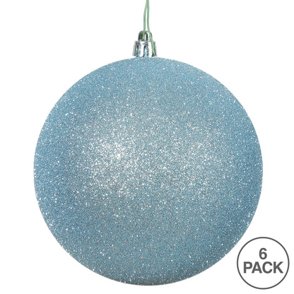 Vickerman 4" Baby Blue Glitter Ball Ornament 6 per Bag