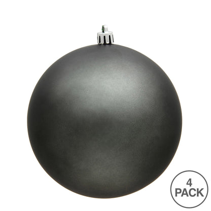 Vickerman 4.75" Pewter Matte Ball Ornament 4 per Bag