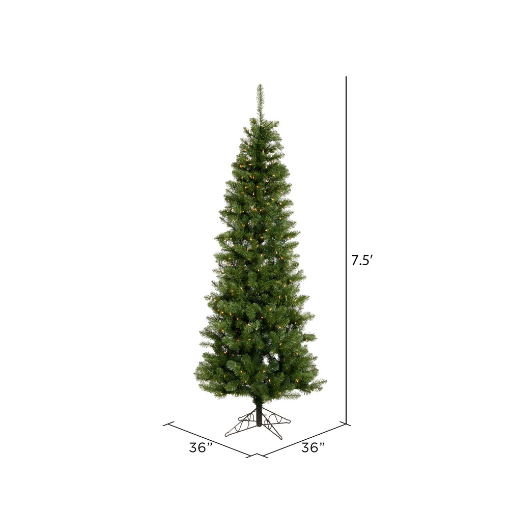 Vickerman 7.5' Salem Pencil Pine Artificial Christmas Tree 400 Warm White LED Dura-lit Lights