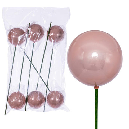 Vickerman 4" x 18" Rose Gold Pearl Ball Ornament Stick 6 per bag.