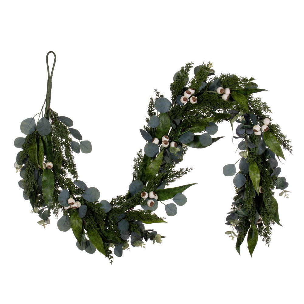 Vickerman 6' Green Artificial Eucalyptus Berry Garland.