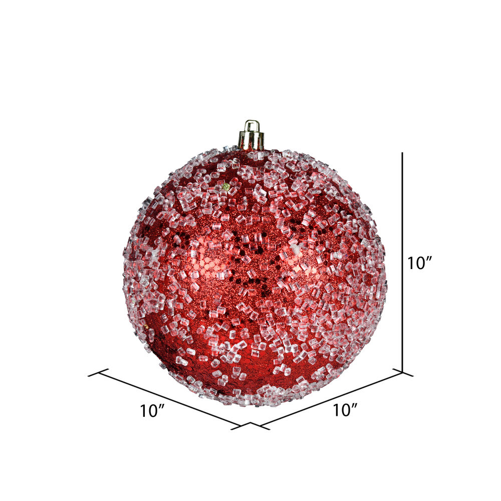 Vickerman 10" Red Glitter Hail Ball Ornament